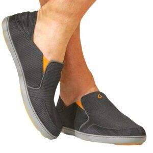 OluKai Nohea Mesh Slip On Drop In Heel Fold In Dark Shadow Sneaker Shoe Size 10